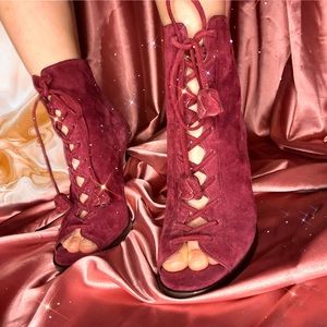 Coach lace up suede heels